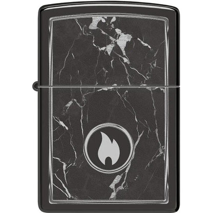 Zippo Marble Flame Lighter 46571 - High Polish Black Ice Finish Boxed Gift Ready by Zippo