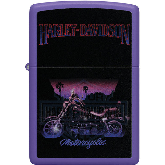 Zippo Harley Davidson Lighter Purple Matte Finish Boxed - Officially Licensed Collectible Gift For Harley Fans by Zippo
