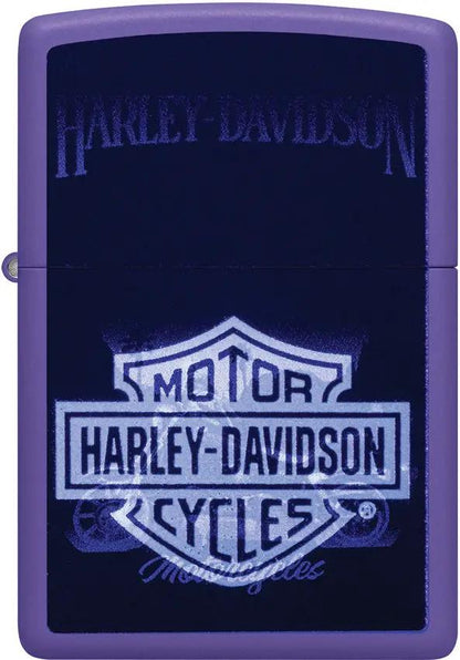 Zippo Harley Davidson Lighter Purple Matte Finish Boxed - Officially Licensed Collectible Gift For Harley Fans by Zippo