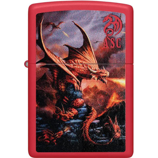 Zippo Anne Stokes Dragon Lighter Red Matte Finish - Licensed Collectible Gift for Dragon Fans and Collectors by Zippo