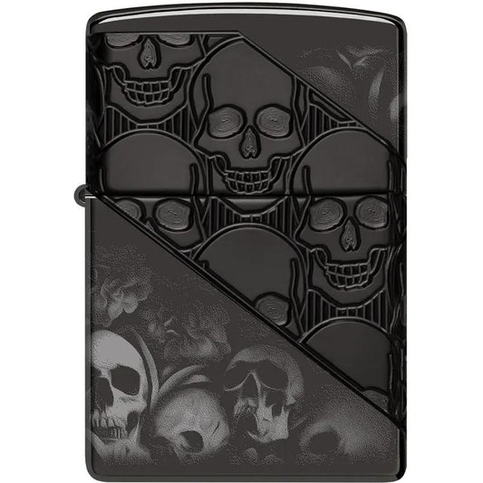 Zippo Skull Collage Lighter 46751 - Armor High Polish Black Finish Collectible Gift for Men by Zippo