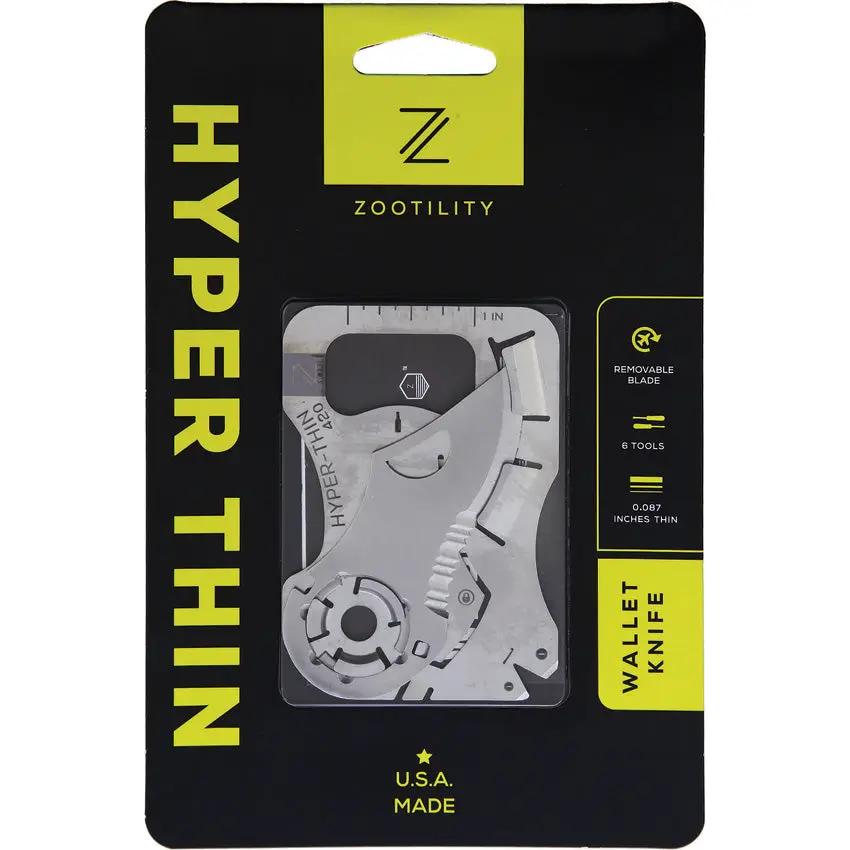 Zootility Hyper Thin Wallet Knife - Ultra Slim 0.087in With Ruler, Bottle Opener, Pry Bar, Removable Blade TSA Compliant by Zootility