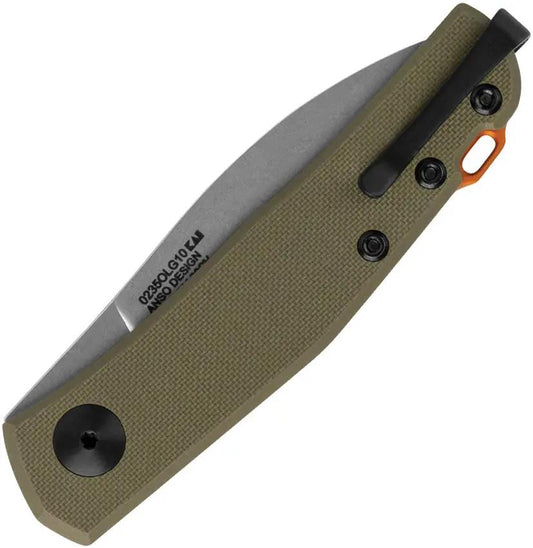 Zero Tolerance ZT0235 Slip Joint EDC Knife - CPM-20CV Stonewashed Blade With OD Green G10 Handle by Zero Tolerance