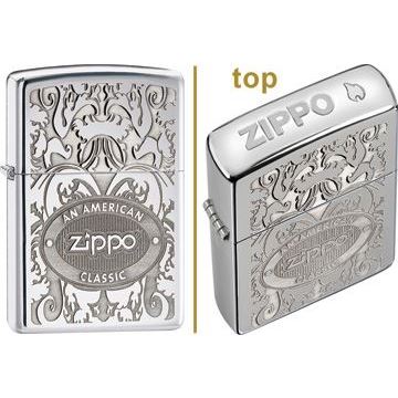 Zippo 24751 “An American Classic” Lighter – High Polish Chrome Scroll Design by Zippo