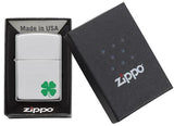 Zippo High Polish Chrome Four Leaf Clover Lighter by Zippo