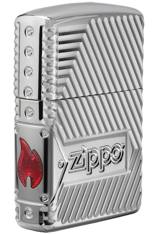 Zippo Armor® Bolts Design High Polish Chrome Windproof Lighter