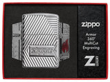 Zippo Armor® Bolts Design High Polish Chrome Windproof Lighter by Zippo