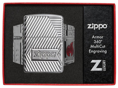 Zippo Armor® Bolts Design High Polish Chrome Windproof Lighter