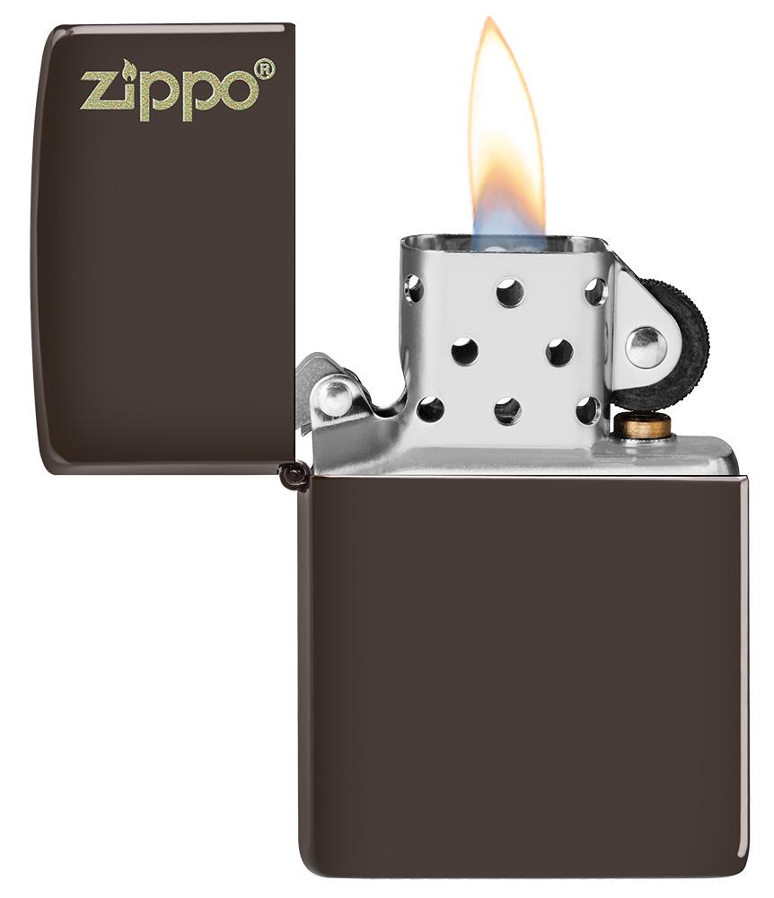 Zippo Classic Brown Logo Lighter – Chestnut Finish