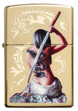 Zippo Mazzi® Dragon Warrior High Polish Brass Windproof Lighter by Zippo