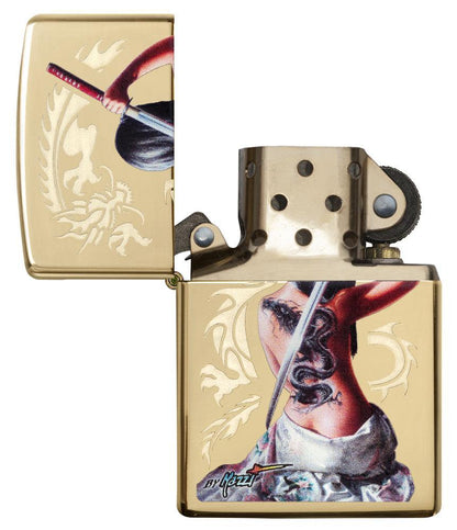 Zippo Mazzi® Dragon Warrior High Polish Brass Windproof Lighter