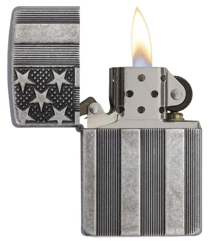 Zippo Flag Armor® Lighter – Antique Silver Plate by Zippo