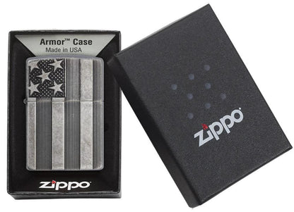 Zippo Flag Armor® Lighter – Antique Silver Plate by Zippo