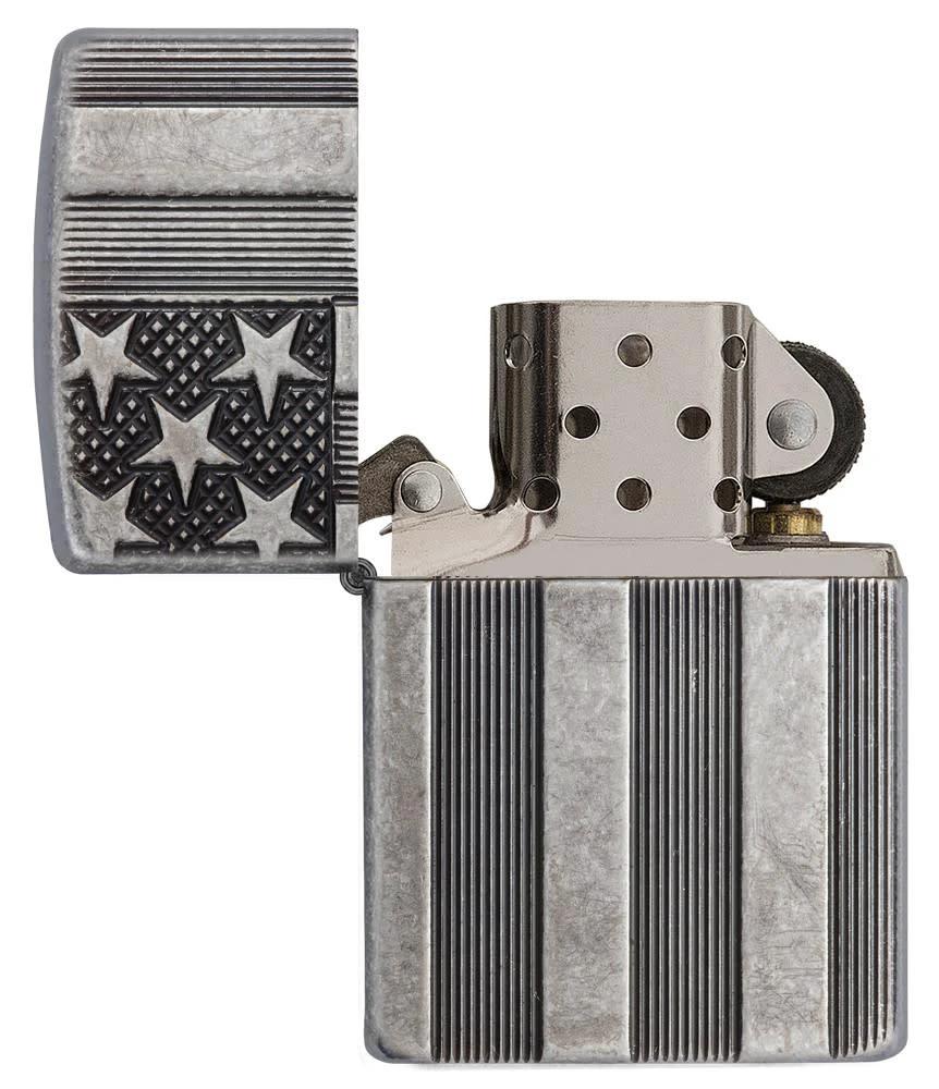 Zippo Flag Armor® Lighter – Antique Silver Plate by Zippo