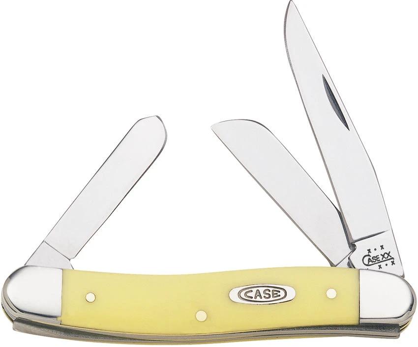 Case Stockman Knife Yellow Synthetic Handle With Chrome Vanadium Blades, 3 Blade Set, For Collectors by Case Cutlery