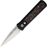 Pro Tech Auto Godson EDC Button Lock Knife CPM20CV Spear 3.13 Inch Blade 4.38 Inch Closed Copper Carbon Fiber Inlay by Pro Tech