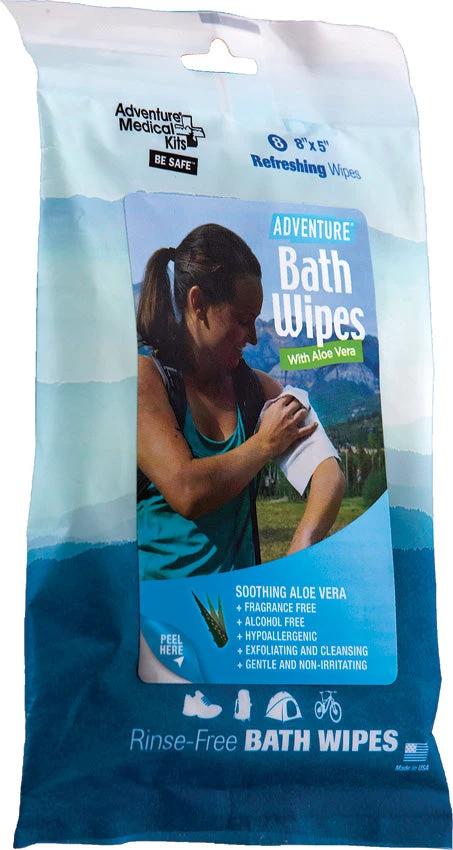 Adventure Medical Travel Bath Wipes Fragrance Free Aloe Vera Hypoallergenic Soothing Gentle Exfoliating For Travelers by Adventure Medical