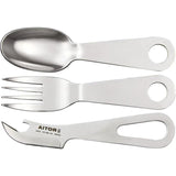 Aitor Bucanero Outdoor Utensil Set Stainless With Durable Knife Fork Spoon Bottle Opener OD Green Belt Sheath For Hikers by Aitor