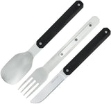Akinod Magnetic Cutlery Set 3 Piece Spoon Fork Knife Micro Serrated With Ebony Wood Handle Premium Boxed For Travel by Akinod