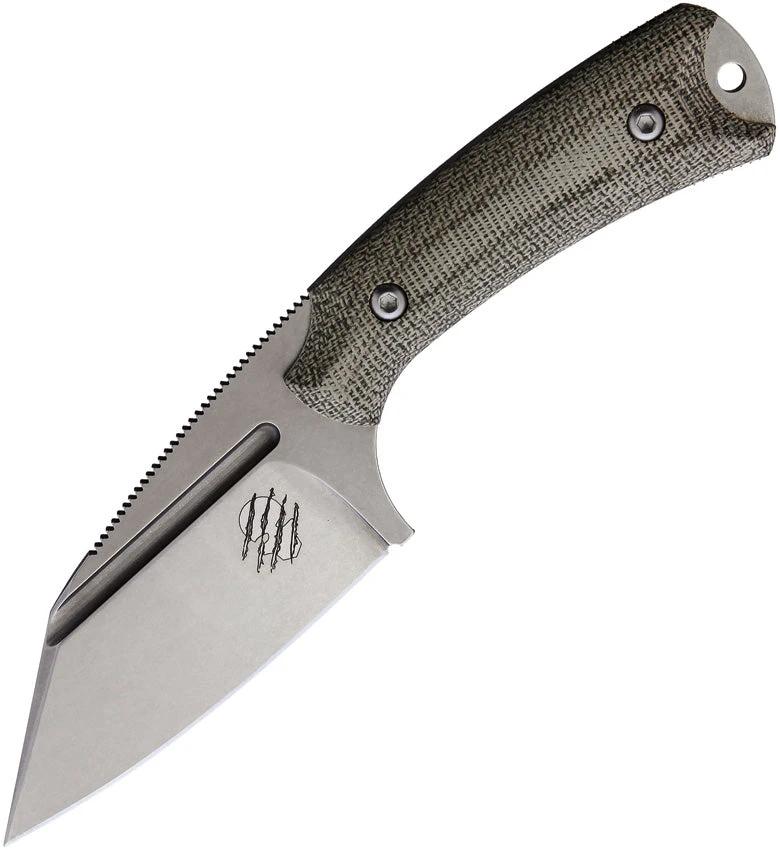 Akeron La Sanction Green Micarta Knife By Bastinelli Knives Full Tang N690 Stonewashed Blade EDC Ready by Akeron