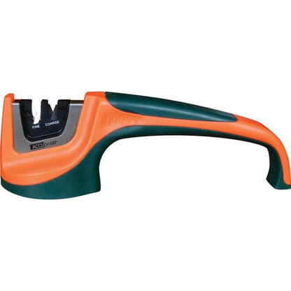 AccuSharp AS039C Pull Through Knife Sharpener Orange Handle Two Stage Diamond Tungsten Carbide Blades And Ceramic Rods by AccuSharp