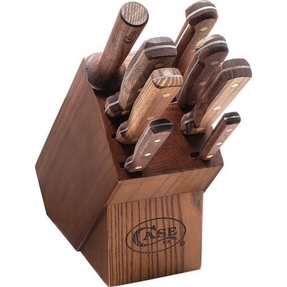 Case Household Cutlery 9-Piece Knife Block Set – Tru-Sharp™ Stainless Blades & Walnut Handles