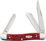 Case Peach Seed Jig Dark Red Bone Medium Stockman – 3-Blade Carbon Steel Knife by Case Cutlery