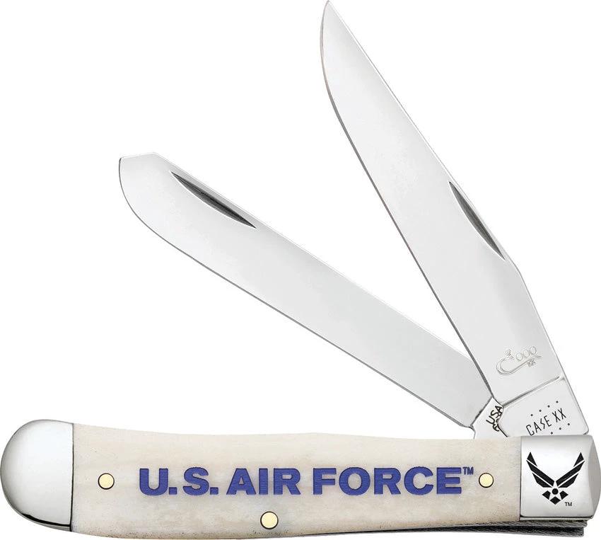 Case 32404 Air Force Trapper – Stainless Steel Clip & Spey Blades with Smooth Bone Handle by Case Cutlery