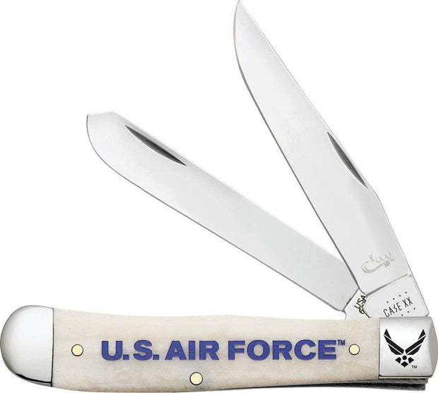 Case 32404 Air Force Trapper – Stainless Steel Clip & Spey Blades with Smooth Bone Handle by Case Cutlery
