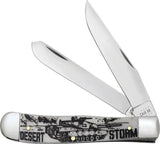 War Series Desert Storm Embellished Smooth Natural Bone Trapper Knife by Case Cutlery