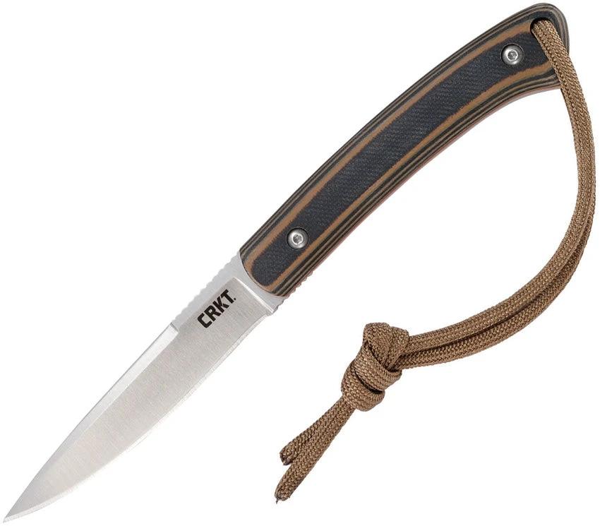CRKT Biwa Fixed Blade Knife Rugged 3In Satin 8Cr13MoV Blade Full Tang G10 Outdoors EDC