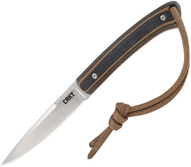 CRKT Biwa Fixed Blade Knife Rugged 3In Satin 8Cr13MoV Blade Full Tang G10 Outdoors EDC