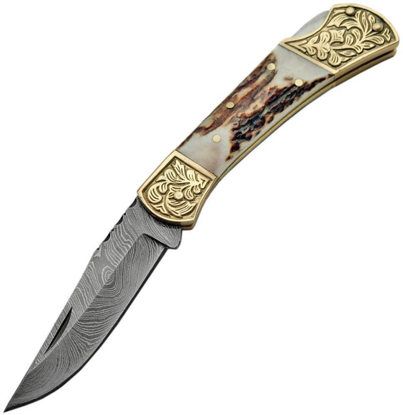 Damascus Stag Engraved Bolster DM-1163 by Damascus