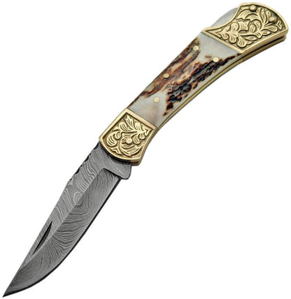 Damascus Stag Engraved Bolster DM-1163 by Damascus