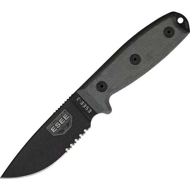 ESEE Model 3 Part Serrated ES-3SM-MB by ESEE