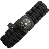 Explorer Paracord Bracelet With Compass Whistle And Firestarter Black E014C Fits Up To Seven Point Five Inch Wrist by Explorer