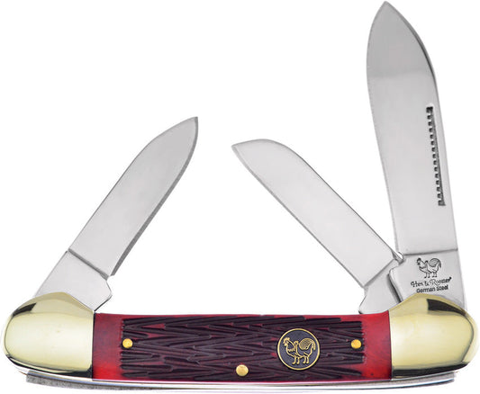 Hen & Rooster Canoe 3 Blade Red Pick Bone 353L-RPB