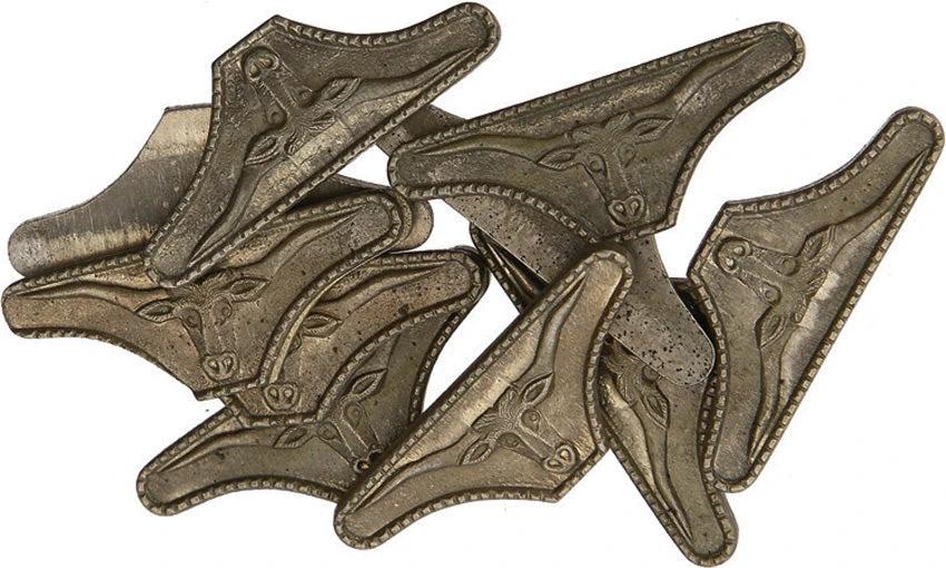 Schrade Long Horn Shield – Antique Brass Finish, Made in USA by Schrade