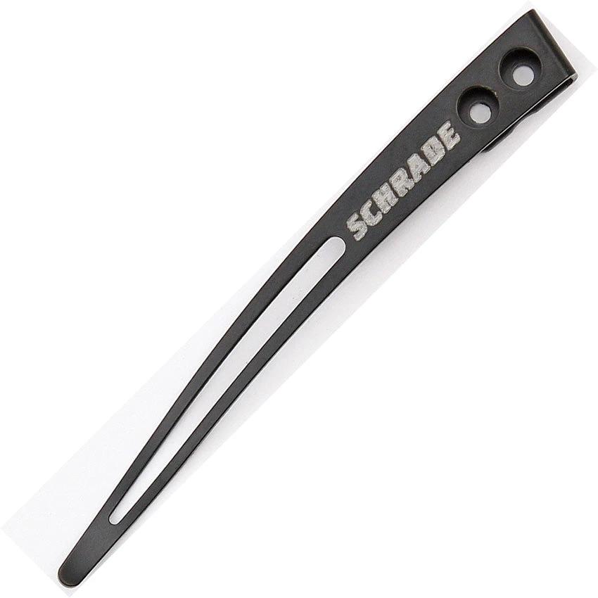 Schrade S91 Pocket Clip – Black Finish Stainless Steel with Slot Cutout by Schrade