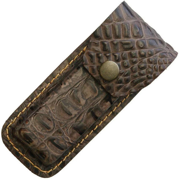 Sheaths Leather Belt Sheath Crocodile FOLDER 5" CHOCLATE COCO by Sheaths