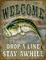 Tin Signs Welcome Bass Fishing 1669 by Tin Signs