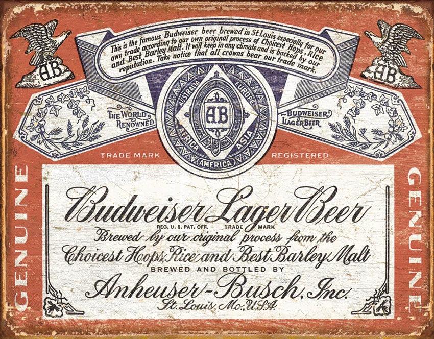Tin Signs Budweiser Weathered 1751 by Tin Signs