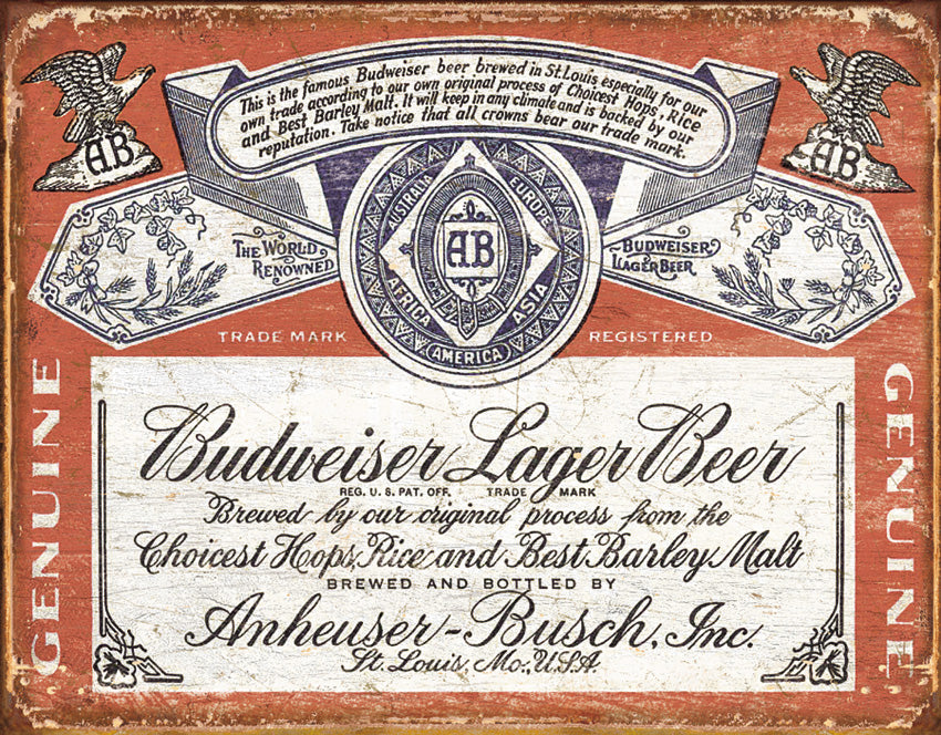 Tin Signs Budweiser Weathered 1751