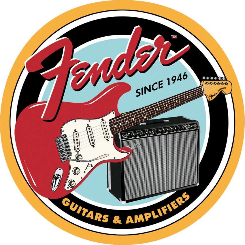 Tin Signs Fender Round 1858 by Tin Signs