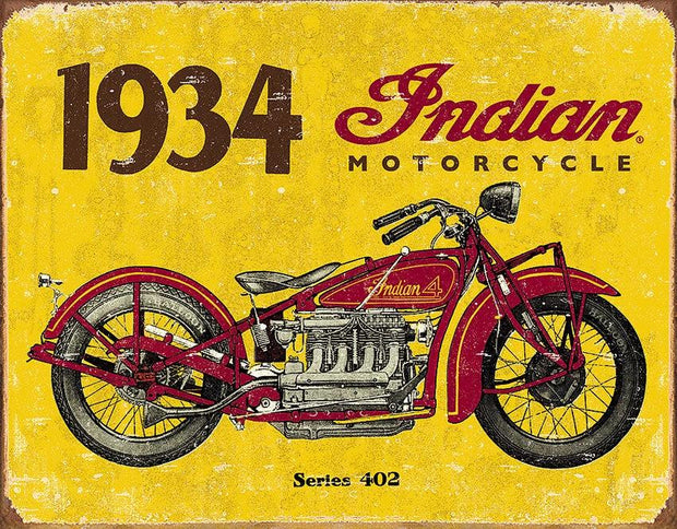 Tin Signs 1934 Indian Motorcycles 1929 by Tin Signs