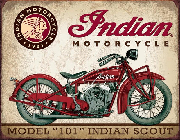 Tin Signs Indian Scout Motorcycle 1933 by Tin Signs