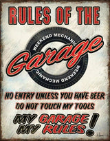 Tin Signs Rules Of Garage Sign 2410 by Tin Signs