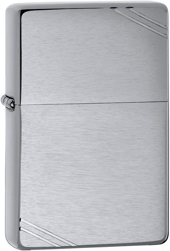 Brushed Chrome Vintage Zippo Lighter with Slashes by Zippo