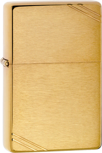 Brushed Brass Vintage Zippo Lighter with Slashes – Classic Design, Reliable Performance
