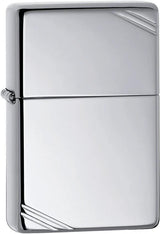 High Polish Chrome Vintage Lighter with Slashes by Zippo